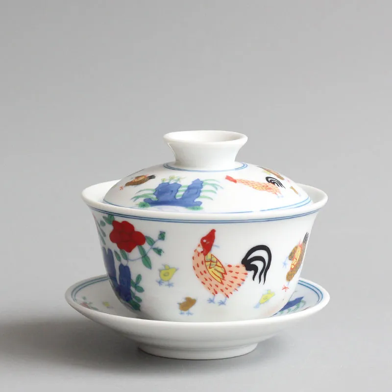 Matcha Bowl Chawan - Jingdezhen-çin Teaset arkaik horoz GaiWan seramik